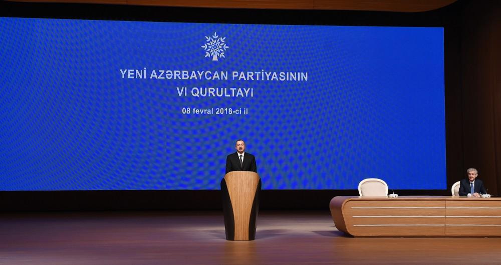 President Ilham Aliyev attends VI Congress of New Azerbaijan Party (PHOTO)