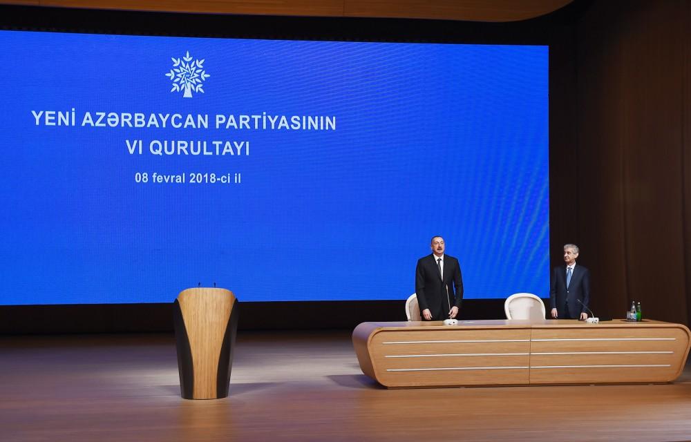 President Ilham Aliyev attends VI Congress of New Azerbaijan Party (PHOTO)