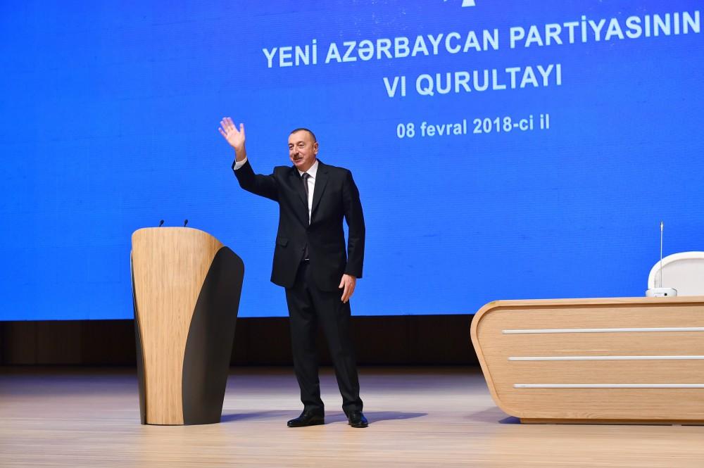 President Ilham Aliyev attends VI Congress of New Azerbaijan Party (PHOTO)