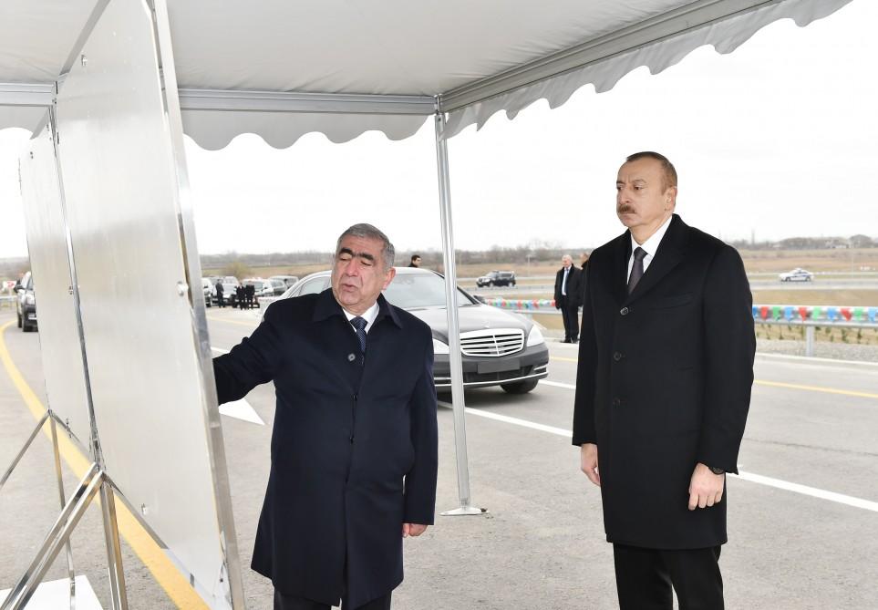 President Aliyev attends opening of Aran-Garahaji section of Mingachevir-Bahramtepe road (PHOTO)
