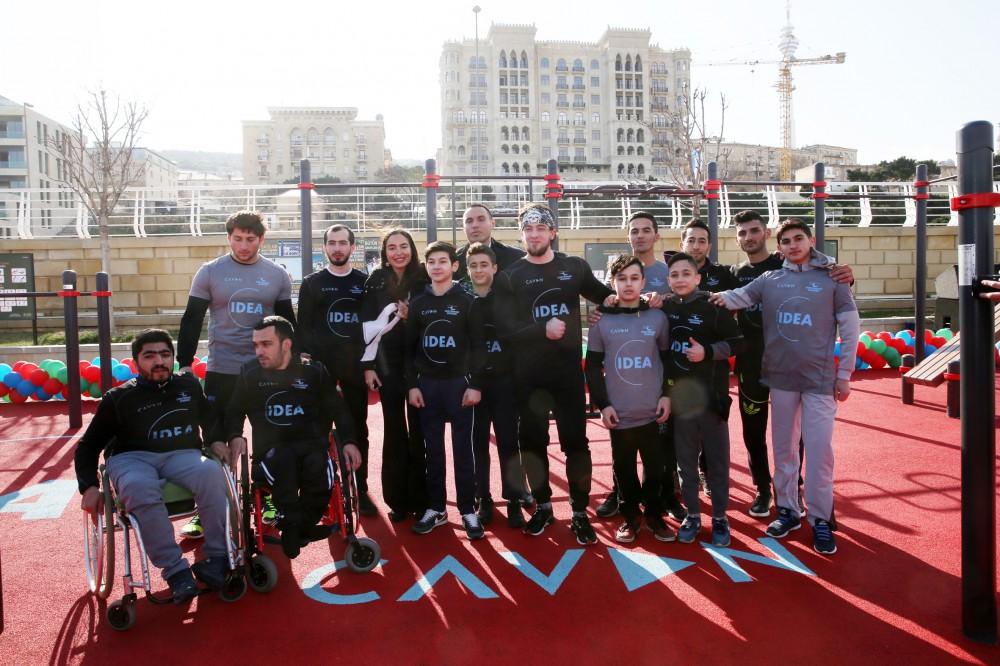 Leyla Aliyeva takes part in opening ceremony of sports ground at Seaside Boulevard (PHOTO)