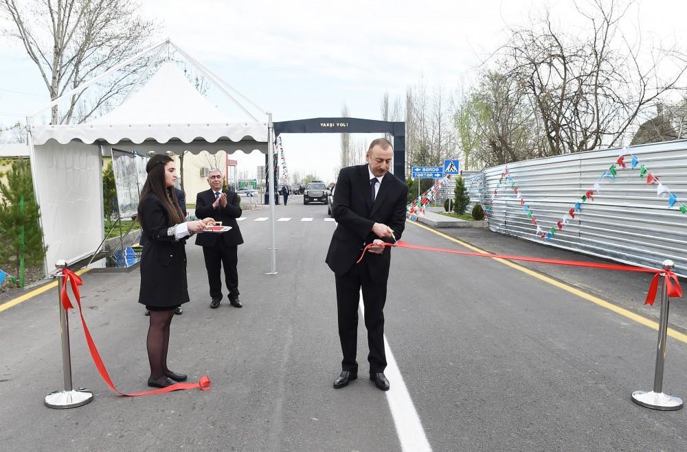 President Ilham Aliyev opens newly-reconstructed Yeni Dashkand-Umudalilar highway in Barda