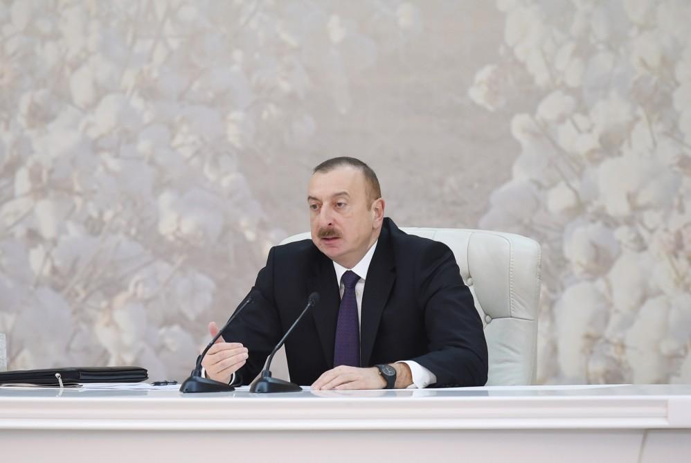 President Aliyev chairs cotton-growing conference in Barda (PHOTO)