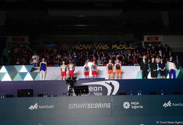 Awards presented to winners of 26th European gymnastics championship in Baku