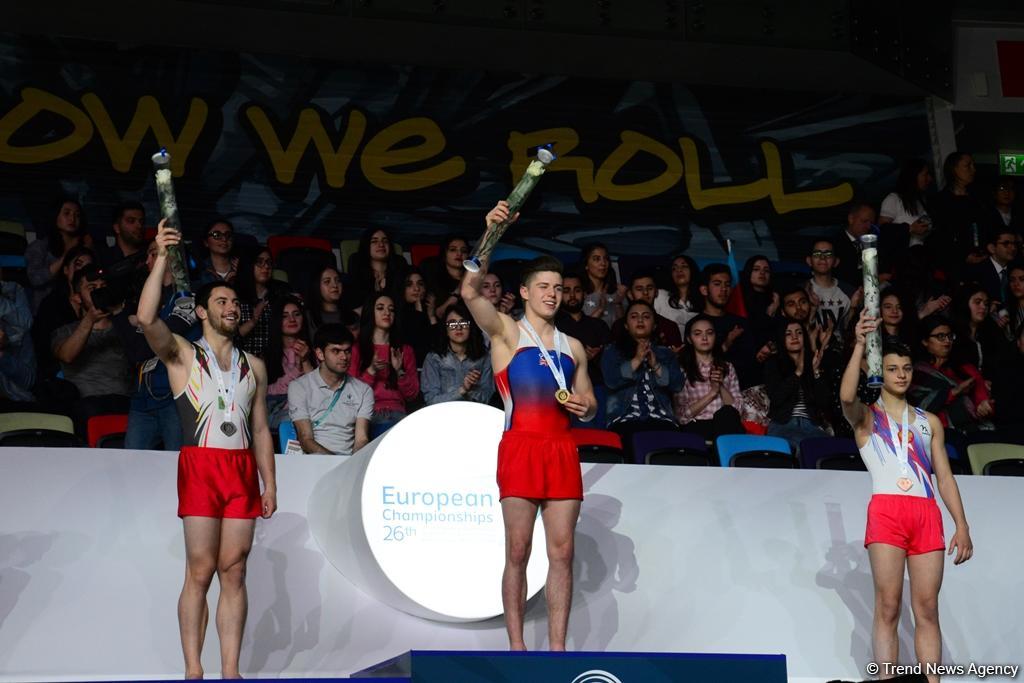 Awards presented to winners of 26th European gymnastics championship in Baku