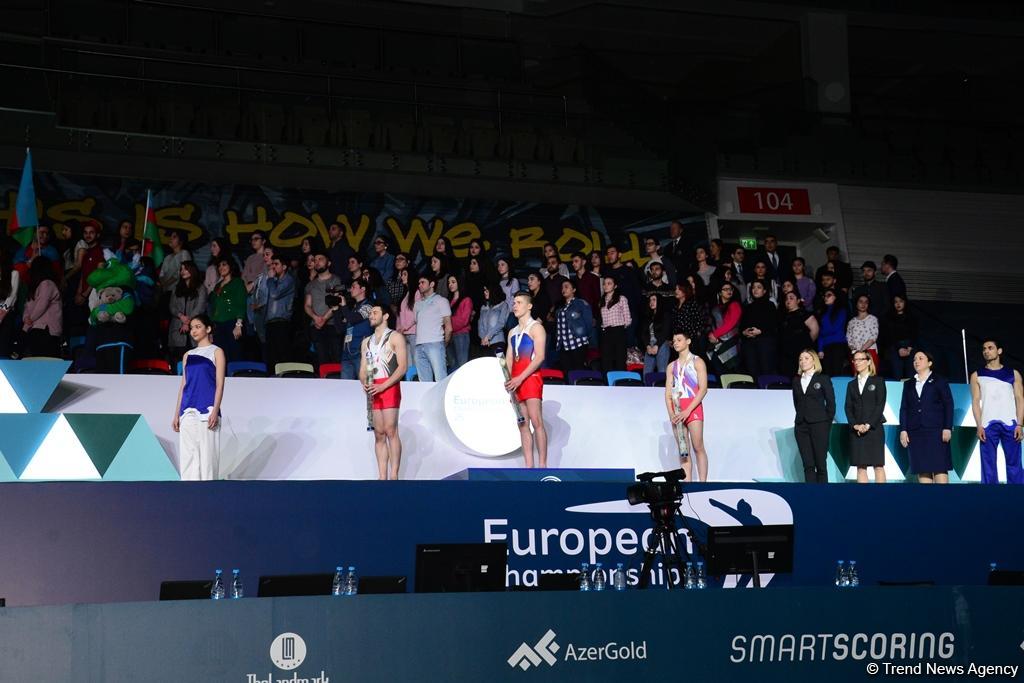 Awards presented to winners of 26th European gymnastics championship in Baku