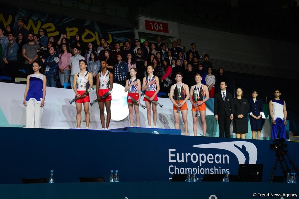 Awards presented to winners of 26th European gymnastics championship in Baku