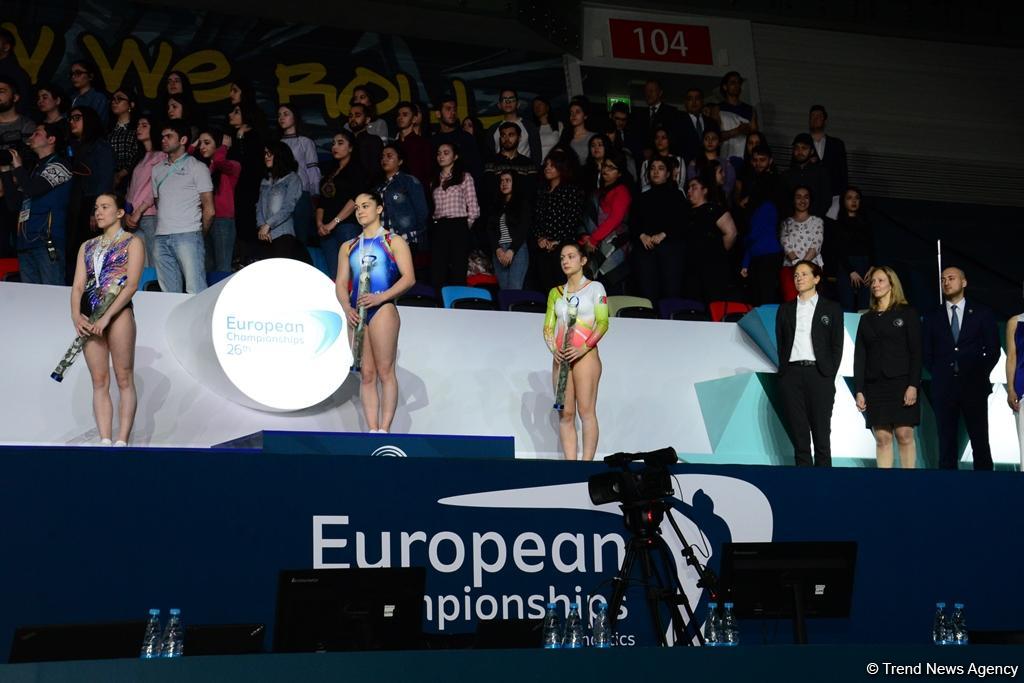 Awards presented to winners of 26th European gymnastics championship in Baku