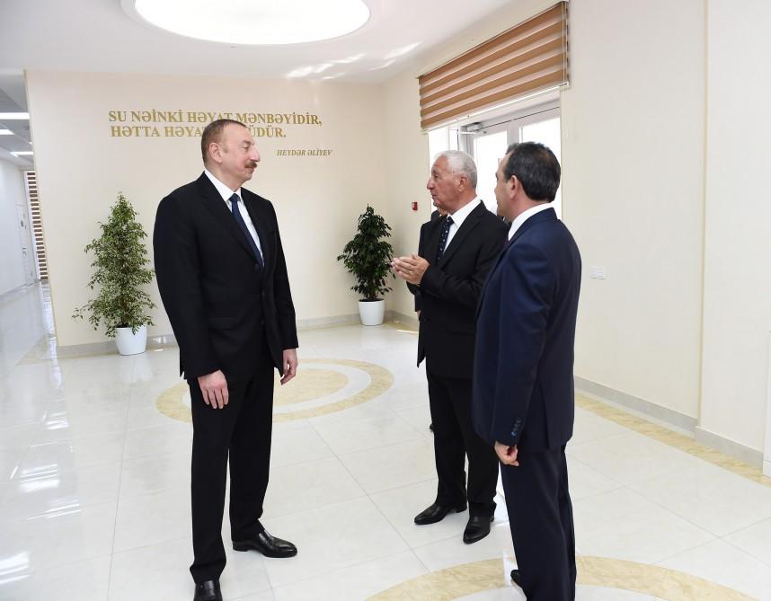 President Aliyev attends ceremony to launch drinking water supply system in Khacmaz (PHOTO)