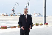 President Aliyev attends opening of Baku Int’l Sea Trade Port Complex (PHOTO)