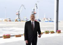 President Aliyev attends opening of Baku Int’l Sea Trade Port Complex (PHOTO)