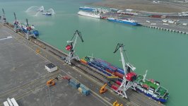 President Aliyev attends opening of Baku Int’l Sea Trade Port Complex (PHOTO)