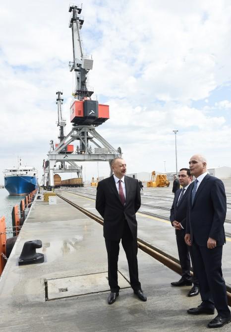 President Aliyev attends opening of Baku Int’l Sea Trade Port Complex (PHOTO)