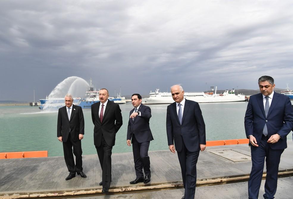 President Aliyev attends opening of Baku Int’l Sea Trade Port Complex (PHOTO)