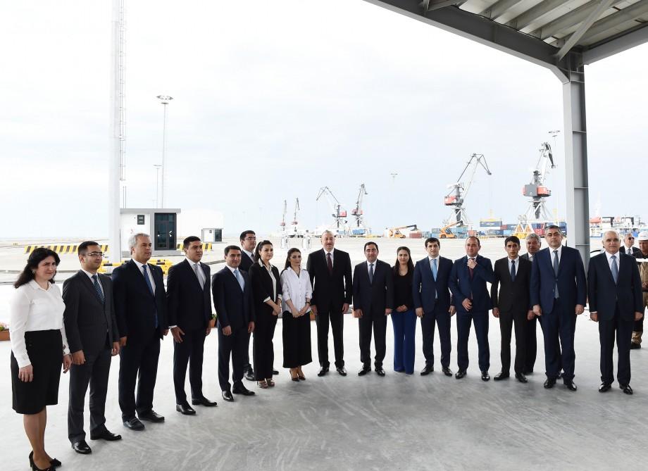 President Aliyev attends opening of Baku Int’l Sea Trade Port Complex (PHOTO)