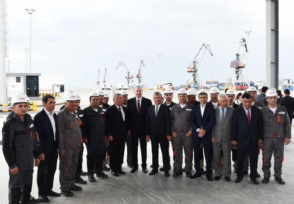 President Aliyev attends opening of Baku Int’l Sea Trade Port Complex (PHOTO)