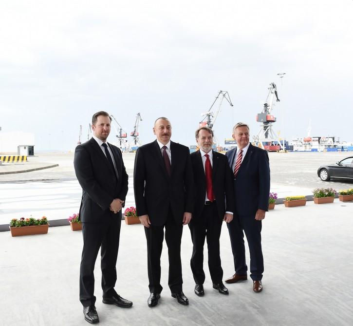 President Aliyev attends opening of Baku Int’l Sea Trade Port Complex (PHOTO)