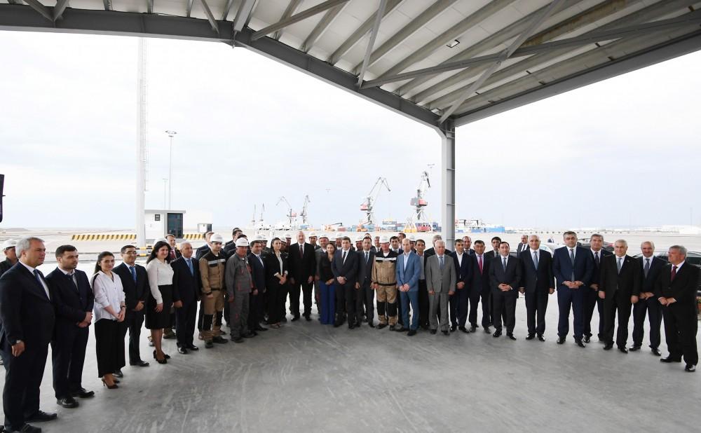 President Aliyev attends opening of Baku Int’l Sea Trade Port Complex (PHOTO)