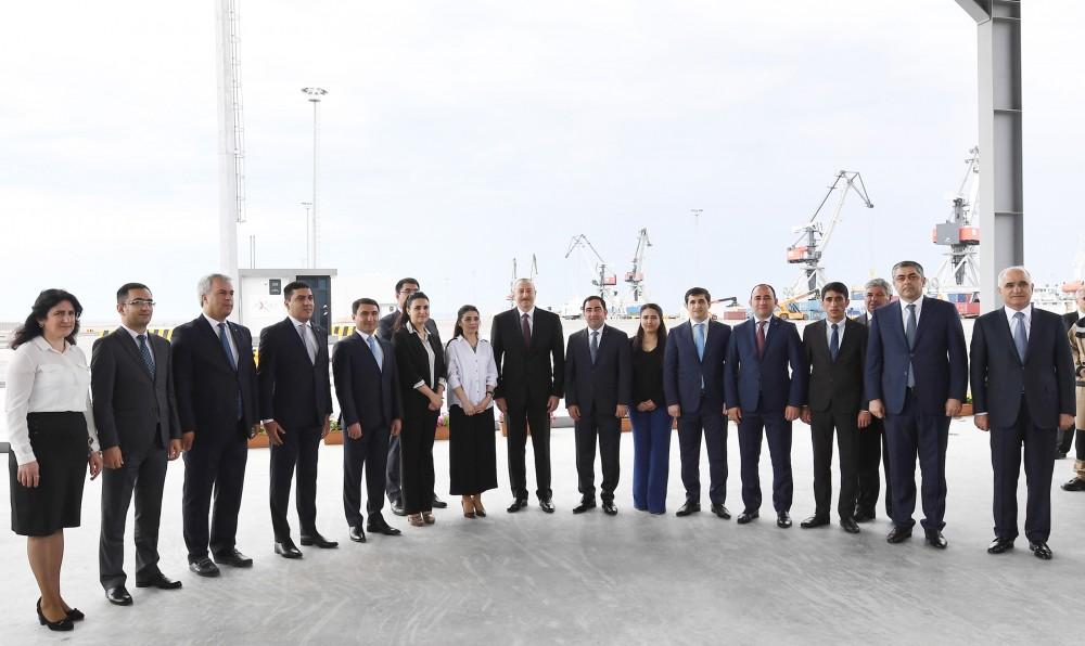 President Aliyev attends opening of Baku Int’l Sea Trade Port Complex (PHOTO)