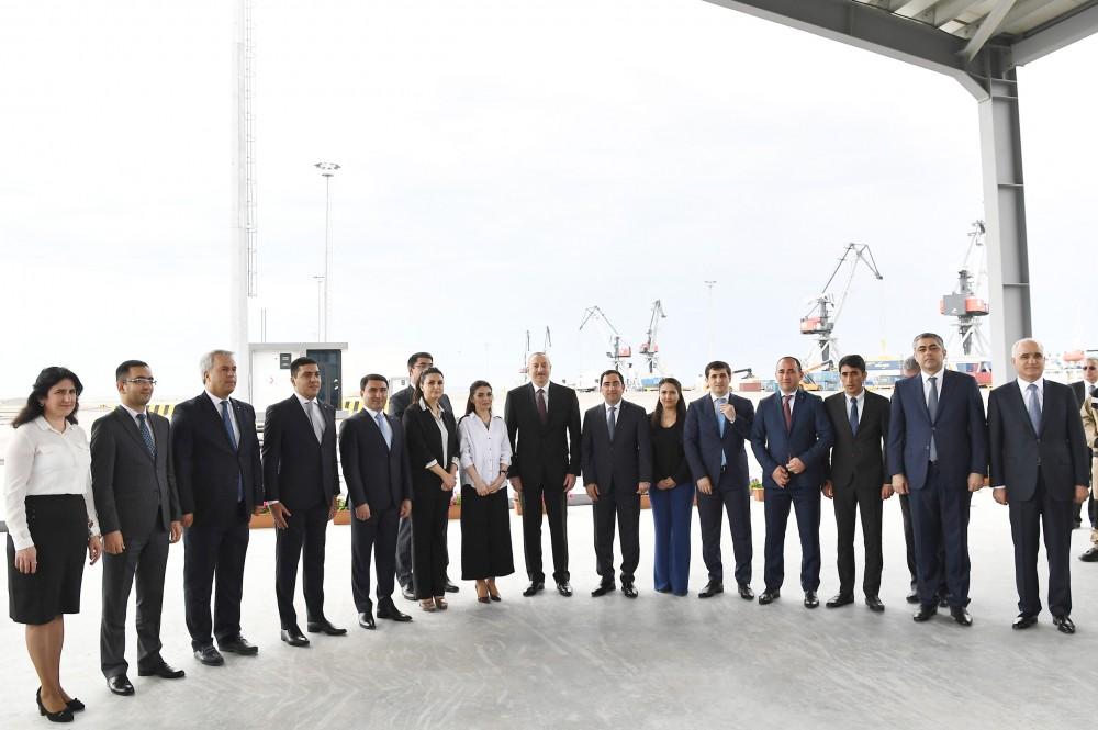 President Aliyev attends opening of Baku Int’l Sea Trade Port Complex (PHOTO)