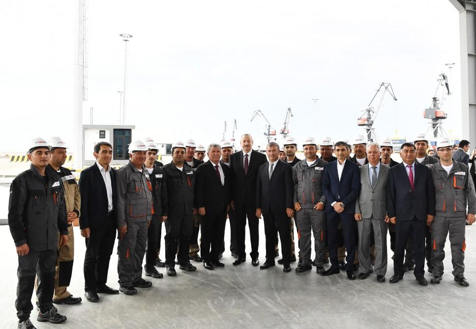 President Aliyev attends opening of Baku Int’l Sea Trade Port Complex (PHOTO)