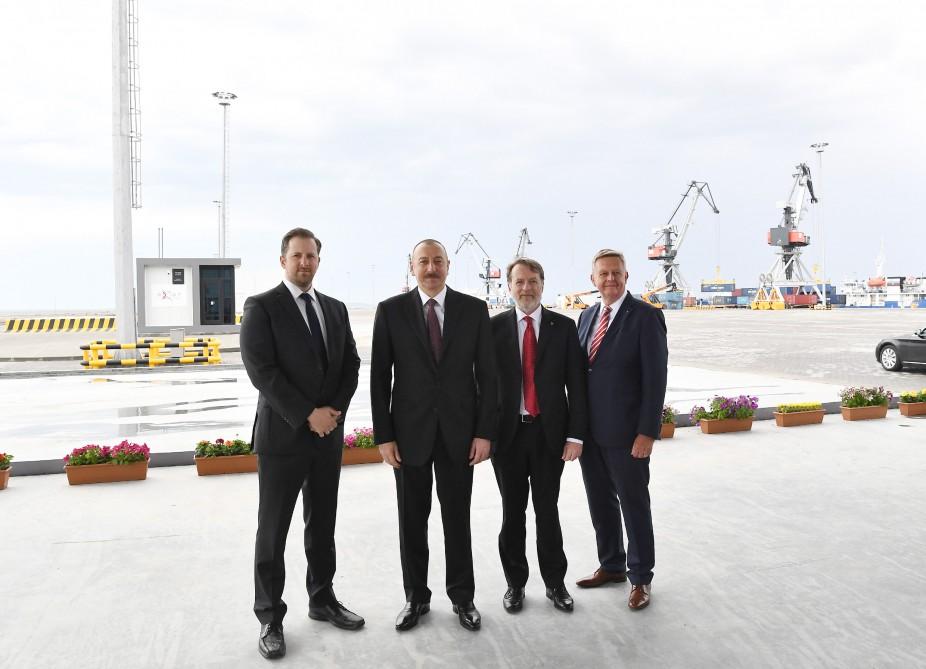 President Aliyev attends opening of Baku Int’l Sea Trade Port Complex (PHOTO)