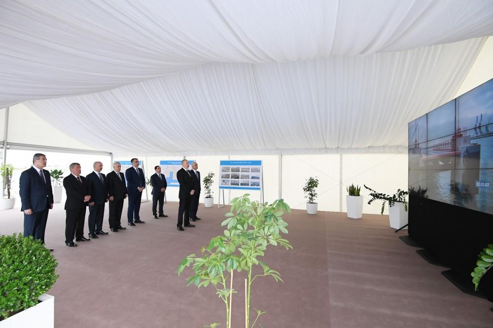 President Aliyev attends opening of Baku Int’l Sea Trade Port Complex (PHOTO)
