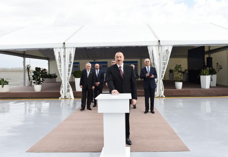President Aliyev attends opening of Baku Int’l Sea Trade Port Complex (PHOTO)