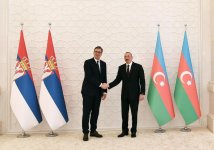Azerbaijani, Serbian presidents hold one-on-one meeting (PHOTO)