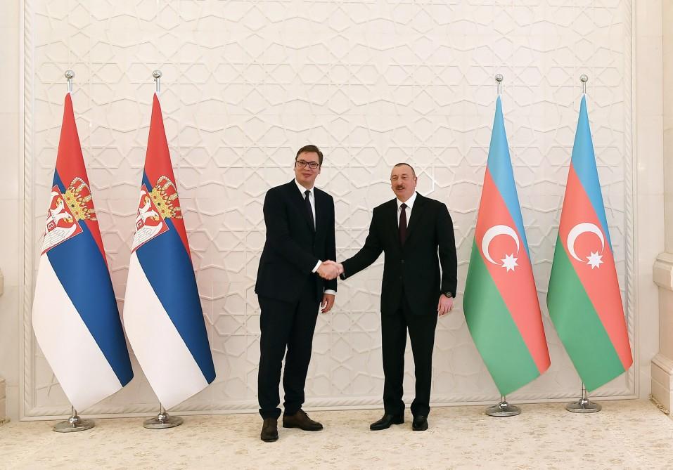 Azerbaijani, Serbian presidents hold one-on-one meeting (PHOTO)