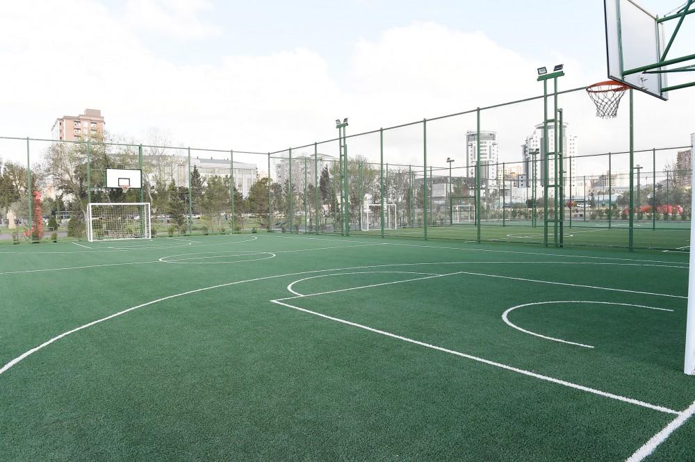 President Aliyev attends opening of sports, amusement park in Khatai district of Baku (PHOTO)