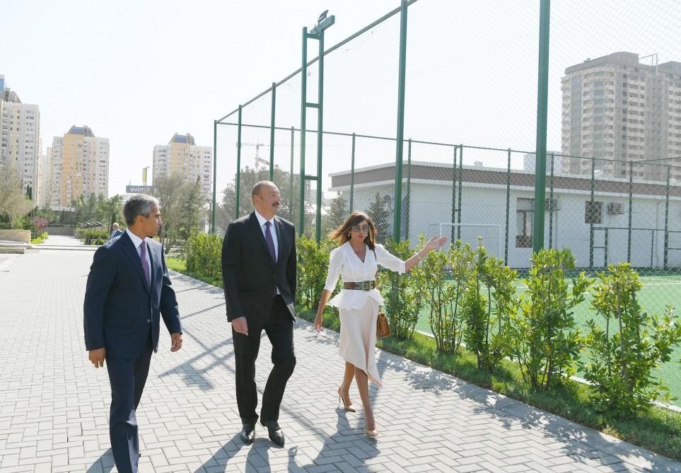 President Aliyev attends opening of sports, amusement park in Khatai district of Baku (PHOTO)