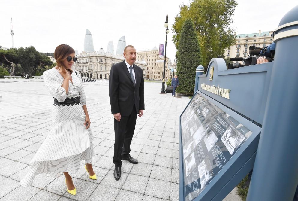 President Ilham Aliyev, first lady Mehriban Aliyeva attend opening of fountain complex in Baku (PHOTO)