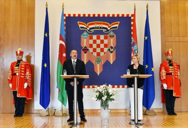 Azerbaijani, Croatian presidents make press statements (PHOTO)