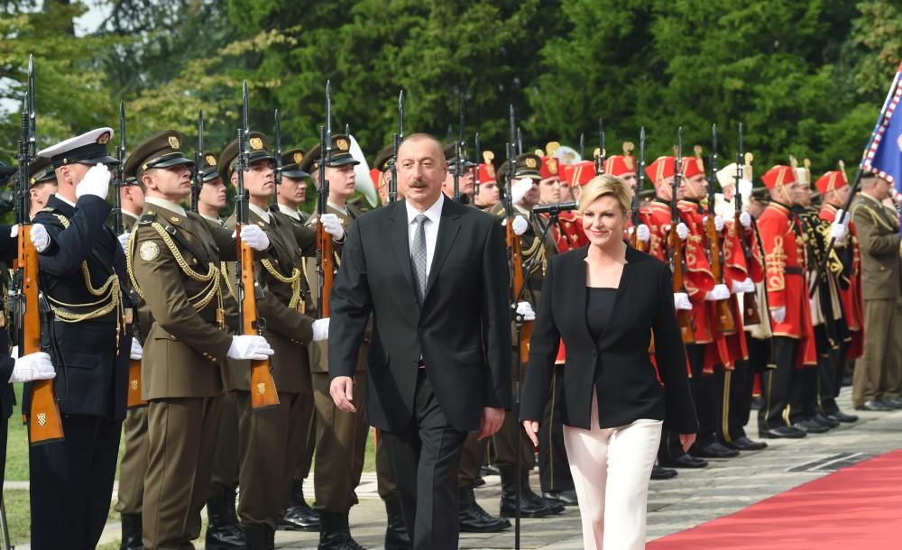 Official welcome ceremony held for Ilham Aliyev in Croatia’s Zagreb (PHOTO)