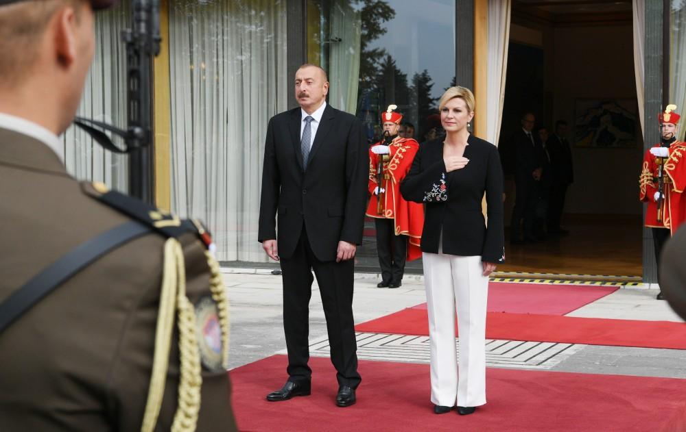 Official welcome ceremony held for Ilham Aliyev in Croatia’s Zagreb (PHOTO)