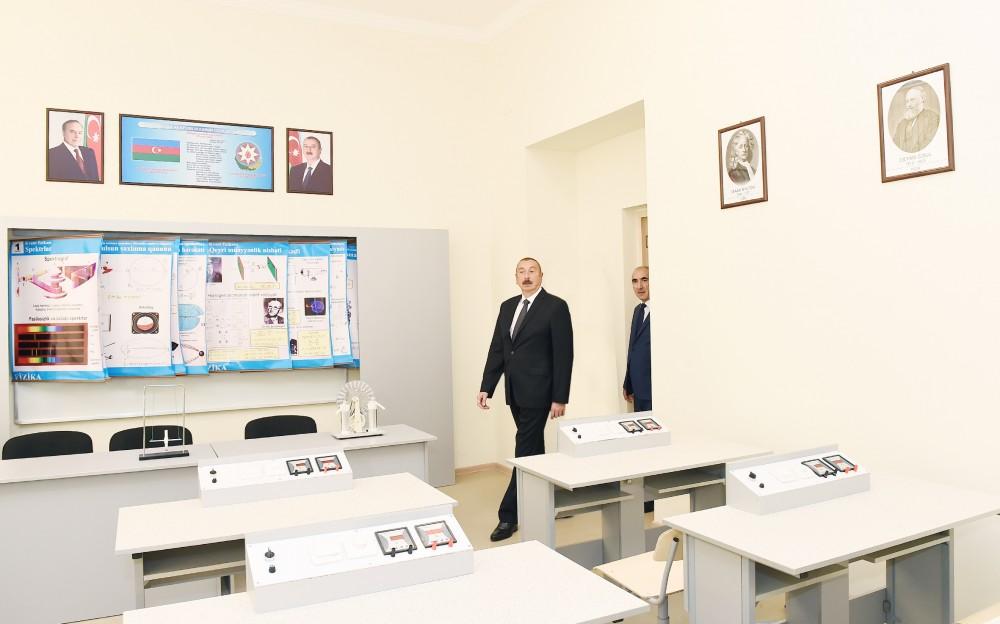 President Ilham Aliyev views conditions at reconstructed lyceum in Baku (PHOTO)