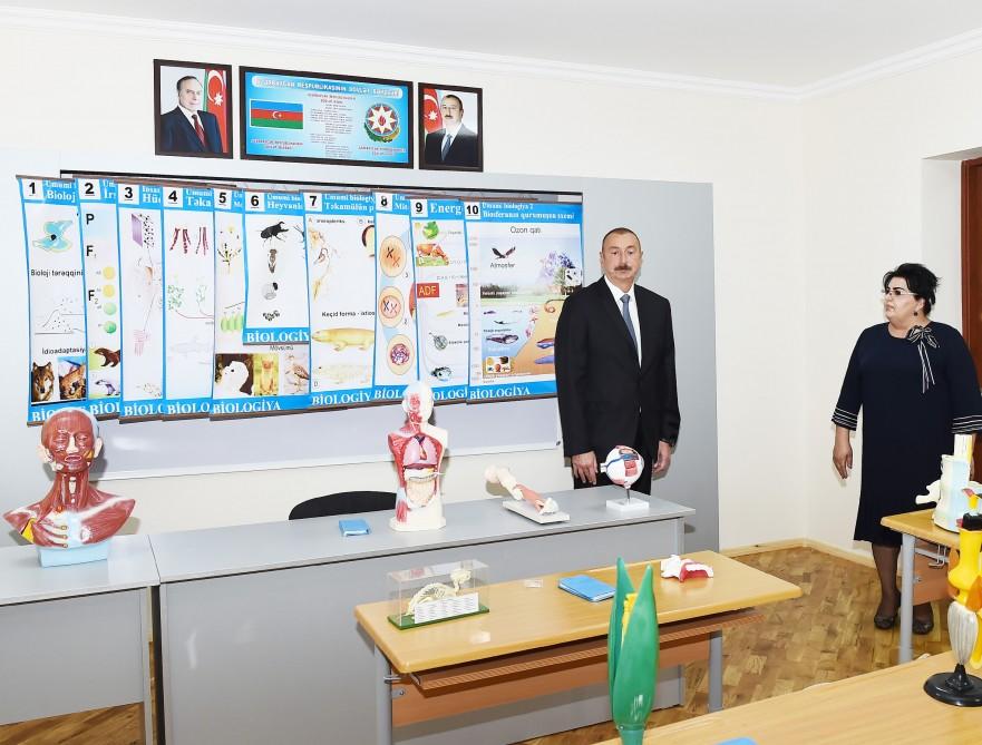 President Aliyev views newly reconstructed school in Mashtagha settlement (PHOTO)