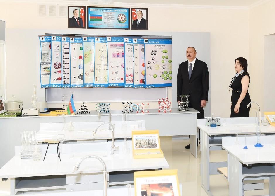 Ilham Aliyev views conditions created at secondary school in Nardaran after overhaul (PHOTO)