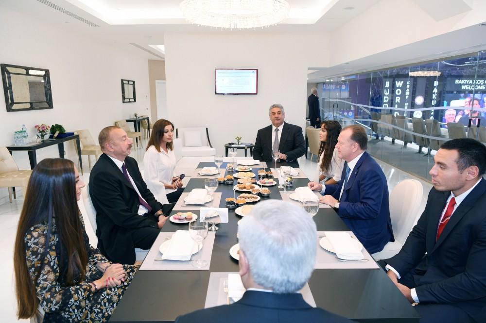 Azerbaijani president, first lady meet president of International Judo Federation (PHOTO)