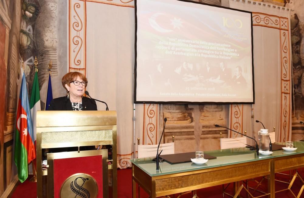 First VP Mehriban Aliyeva attends conference on centennial of ADR and relations of strategic partnership between Azerbaijan, Italy (PHOTO)