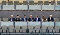 Azerbaijani president watches fights at World Judo Championships (PHOTO)