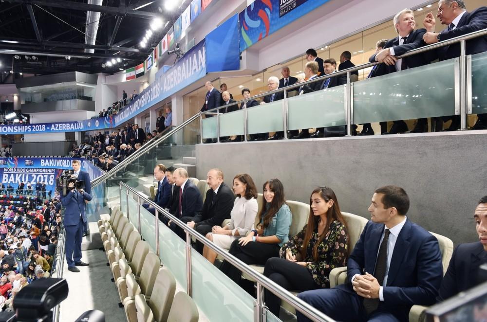 Azerbaijan's president, first VP, Russian, Mongolian presidents watch competitions at World Judo Championships (PHOTO)