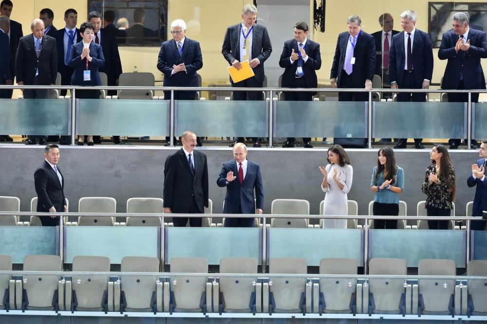 Azerbaijan's president, first VP, Russian, Mongolian presidents watch competitions at World Judo Championships (PHOTO)