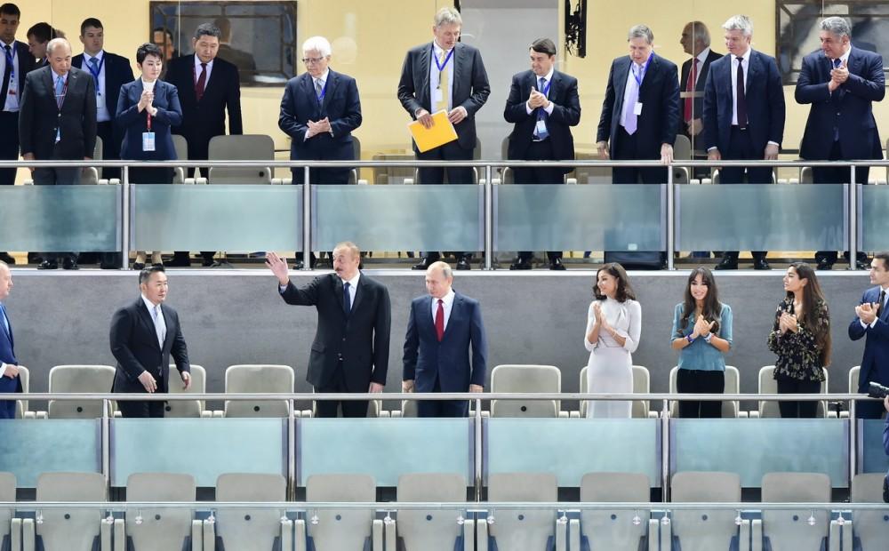 Azerbaijan's president, first VP, Russian, Mongolian presidents watch competitions at World Judo Championships (PHOTO)