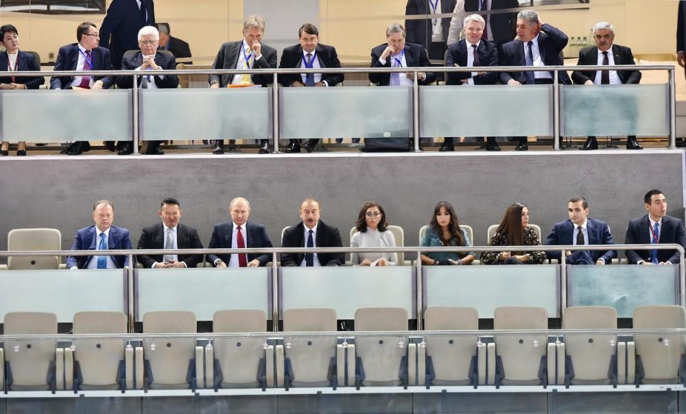 Azerbaijan's president, first VP, Russian, Mongolian presidents watch competitions at World Judo Championships (PHOTO)