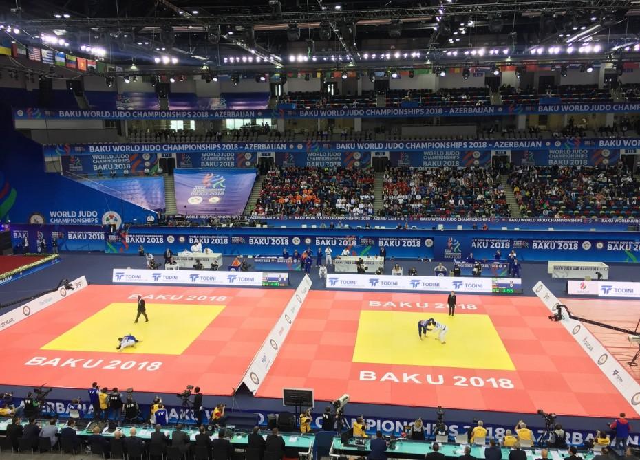 Azerbaijan's president, first VP, Russian, Mongolian presidents watch competitions at World Judo Championships (PHOTO)