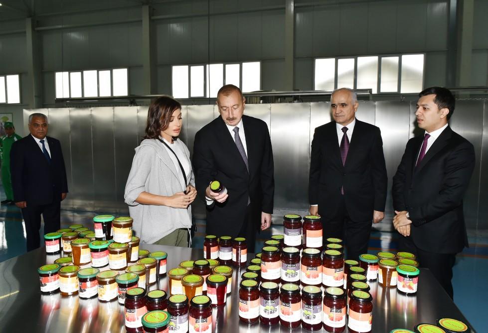 Azerbaijani president, first lady attend inauguration of Gubaekoagrar agricultural plant (PHOTO)