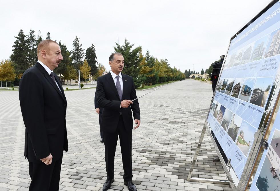 President Ilham Aliyev arrives in Imishli district (PHOTO)