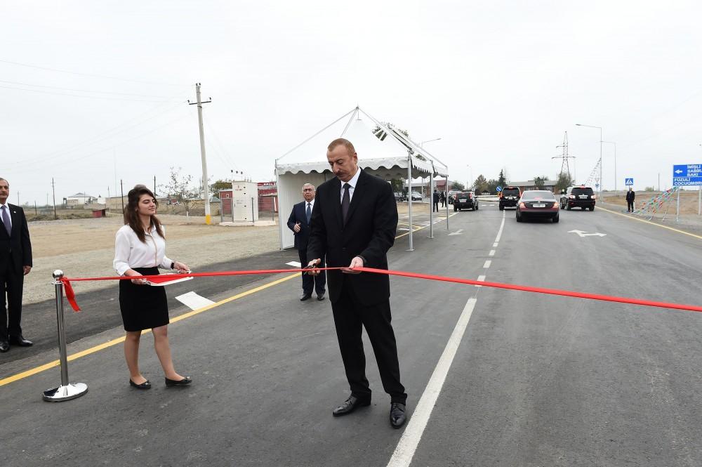 President Aliyev inaugurates new section of Mingachevir-Bahramtapa highway (PHOTO)